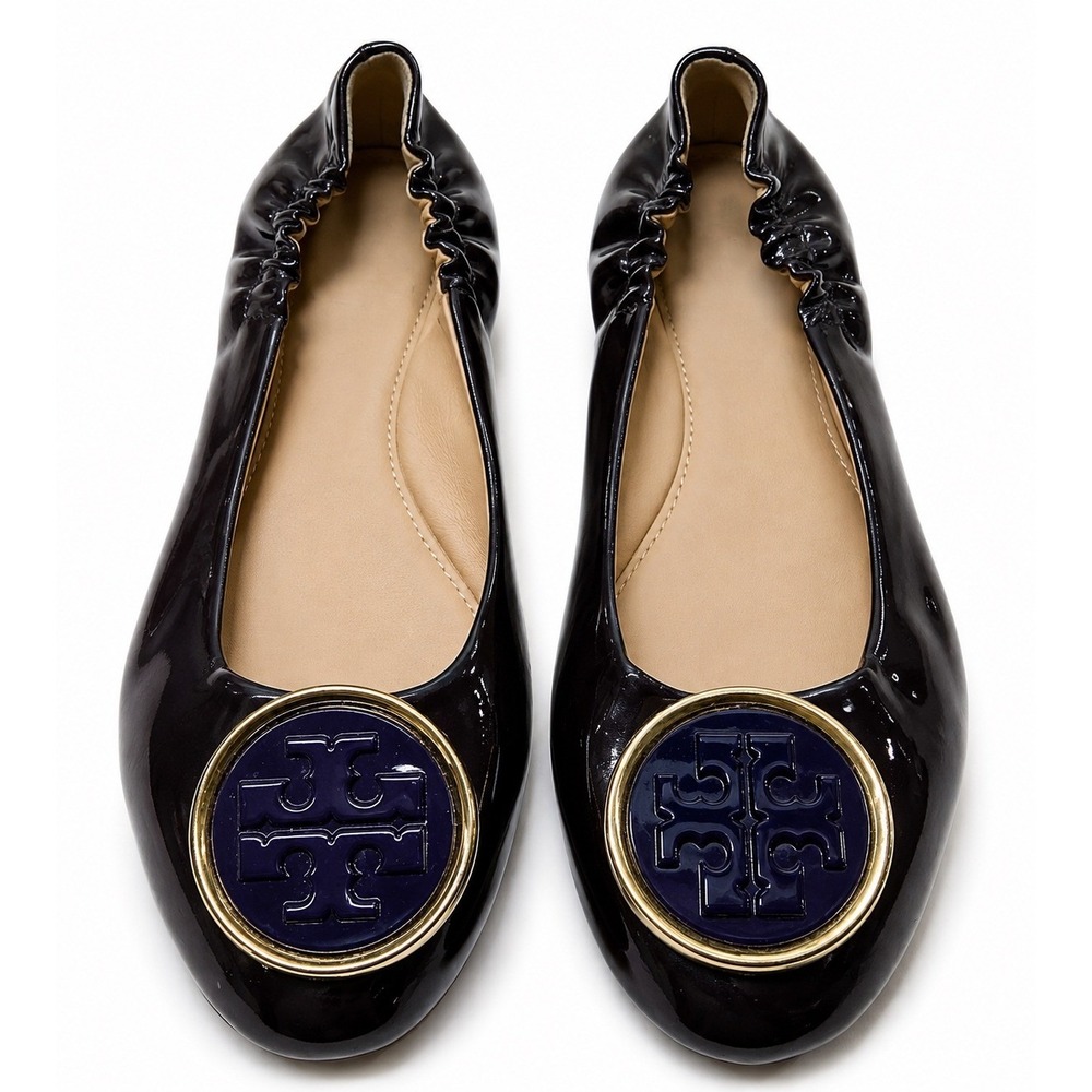 Tory Burch Reva Ballet Flats Women 7 Purple Excellent Patent Leather Logo